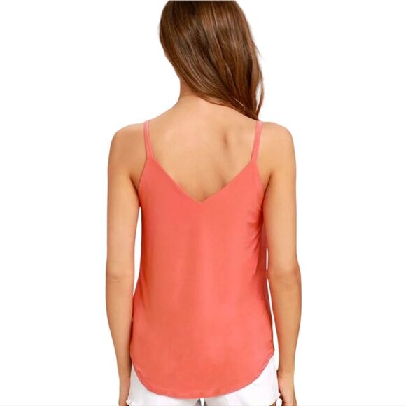 Lulus -1606 Loops-y Daisy Coral Orange Faux Wrap Top Sleeveless‎ Small - Picture 8 of 12